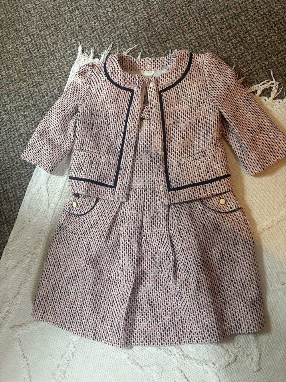 Janie & Jack tweed set size 5. Pink and navy